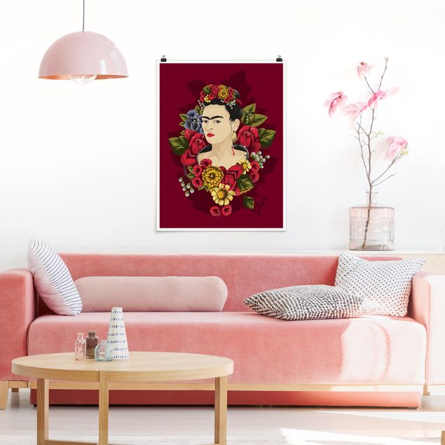 Butterfly art print Frida Kahlo - Roses