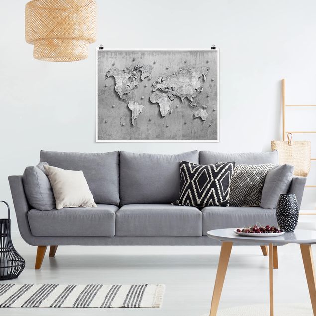 Posters maps Concrete World Map