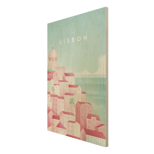 Wood prints beach Travel Poster - Lisbon