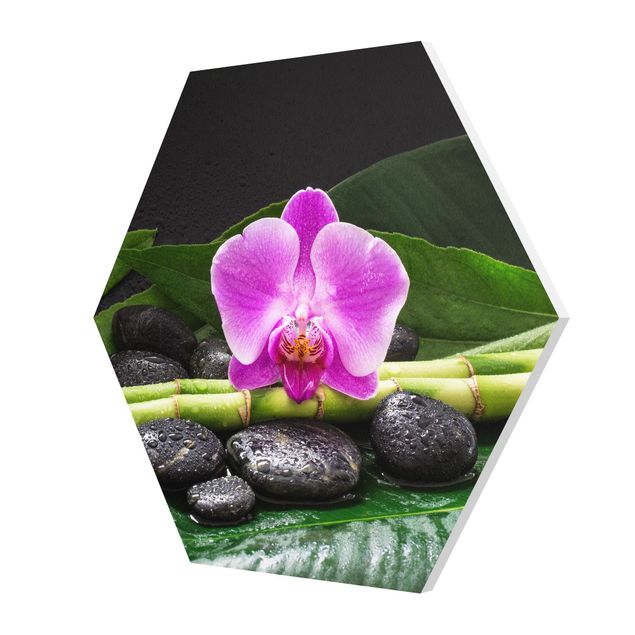 Floral picture Green Bamboo With Orchid Blossom
