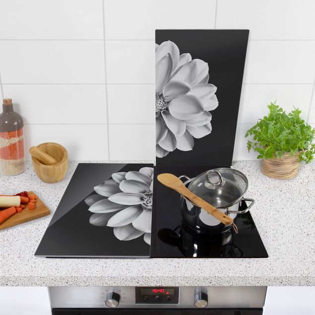 Stove top covers Dahlia Black And White