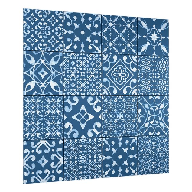 Glass splashback patterns Pattern Tiles Navy White