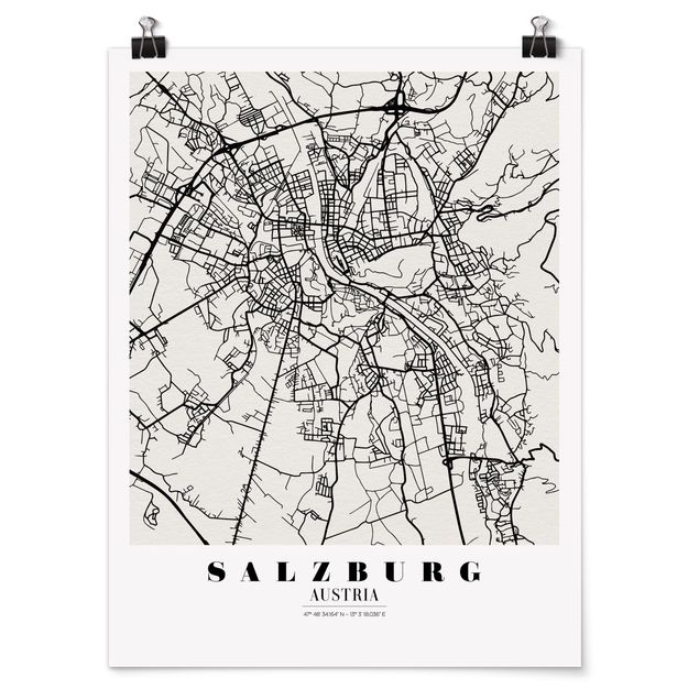 Framed quotes Salzburg City Map - Classic