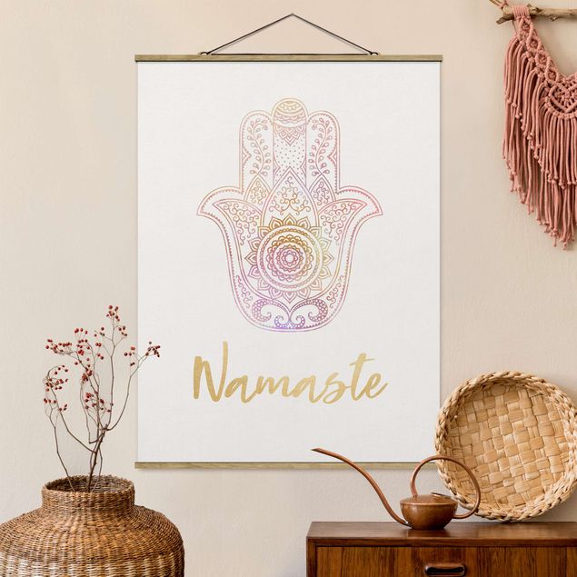 Kitchen Hamsa Hand Illustration Namaste Gold Light Pink