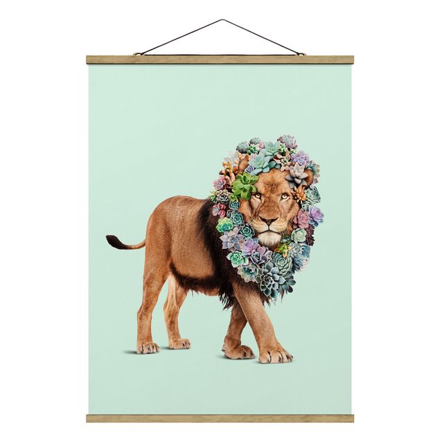 Canvas art Lion With Succulents