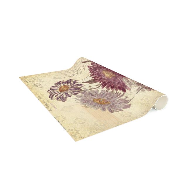 contemporary rugs Vintage Flowers With Handwriting