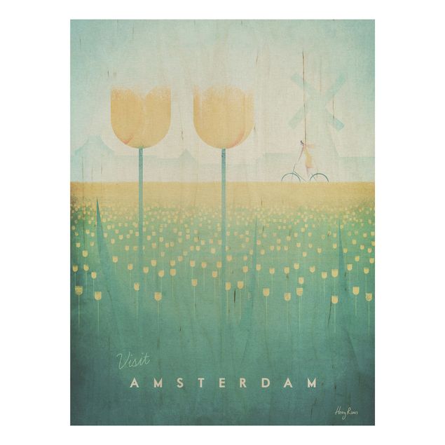 Wood prints flower Travel Poster - Amsterdam