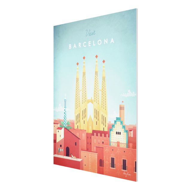 Prints vintage Travel Poster - Barcelona