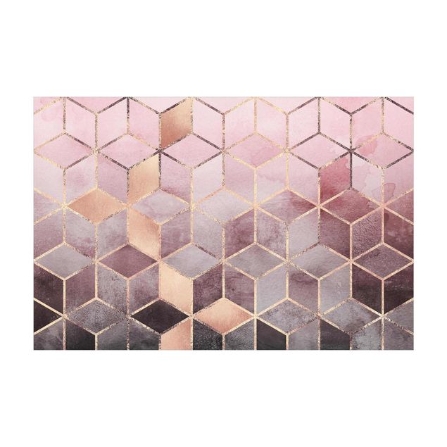 Modern rugs Pink Gray Golden Geometry