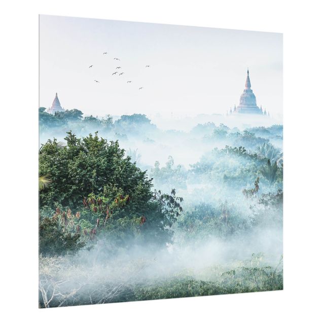 Glass splashback landscape Morning Fog Over The Jungle Of Bagan