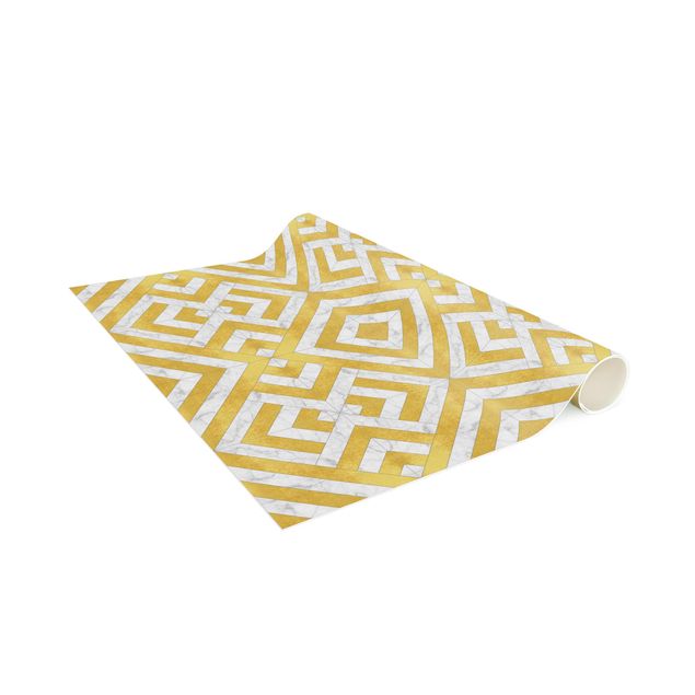tile effect rug Geometrical Tile Mix Art Deco Gold Marble