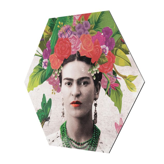 Red art prints Frida Kahlo - Flower Portrait