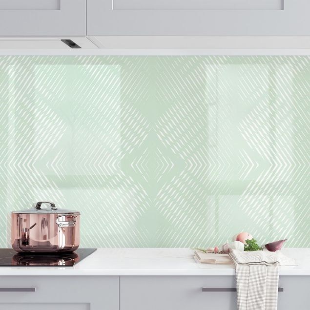 Kitchen Rhombic Pattern With Stripes In Mint Colour II
