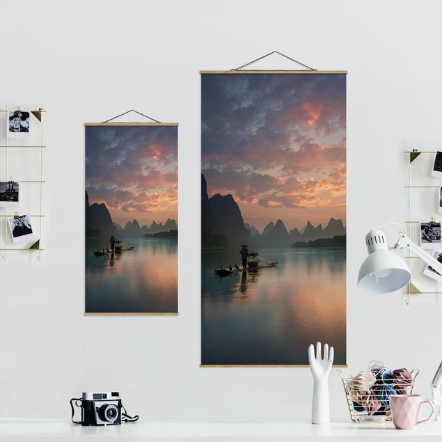 Asian wall prints Sunrise Over Chinese River