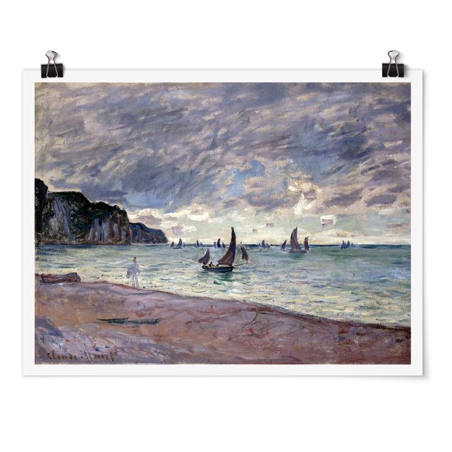 Landscape canvas prints Claude Monet - Fishing Boats In Front Of The Beach And Cliffs Of Pourville