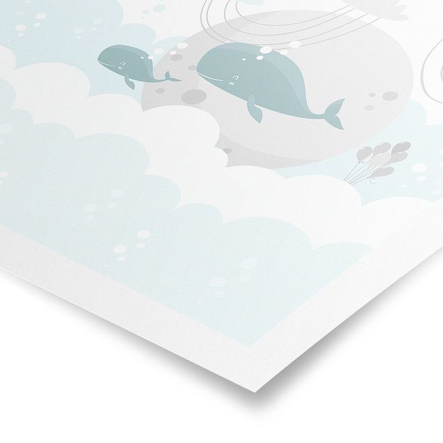 Child wall art Clouds With Whale And Castle