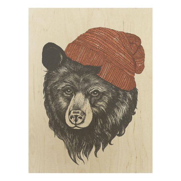 Prints Illustration Bear With Red Cap Drawing