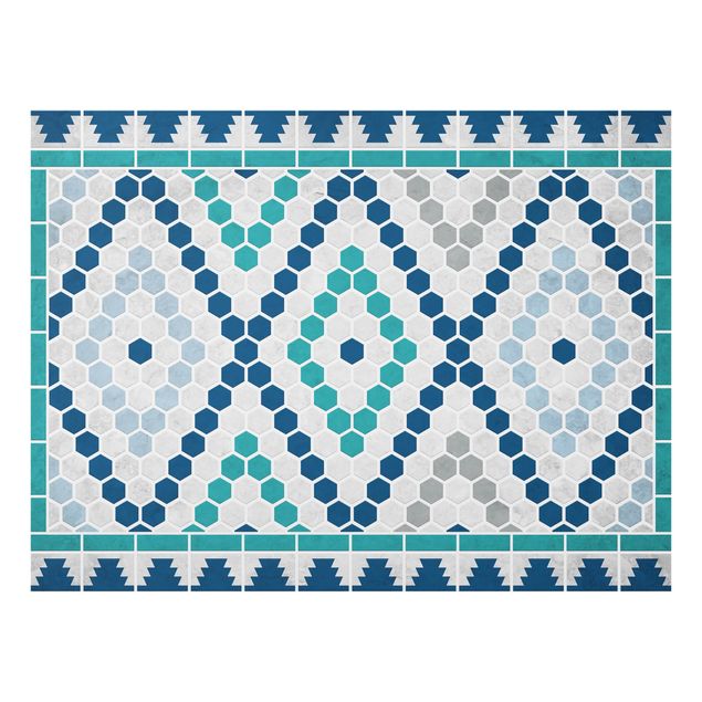 Glass splashbacks Moroccan tile pattern turquoise blue