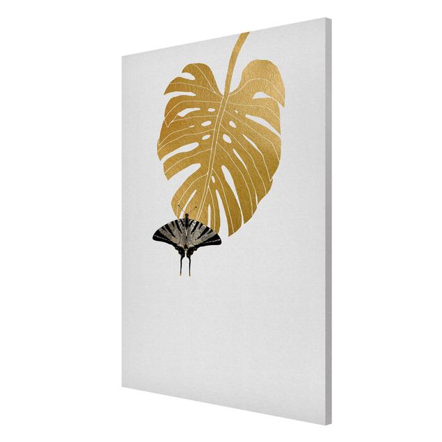 Magnet boards flower Golden Monstera With Butterfly