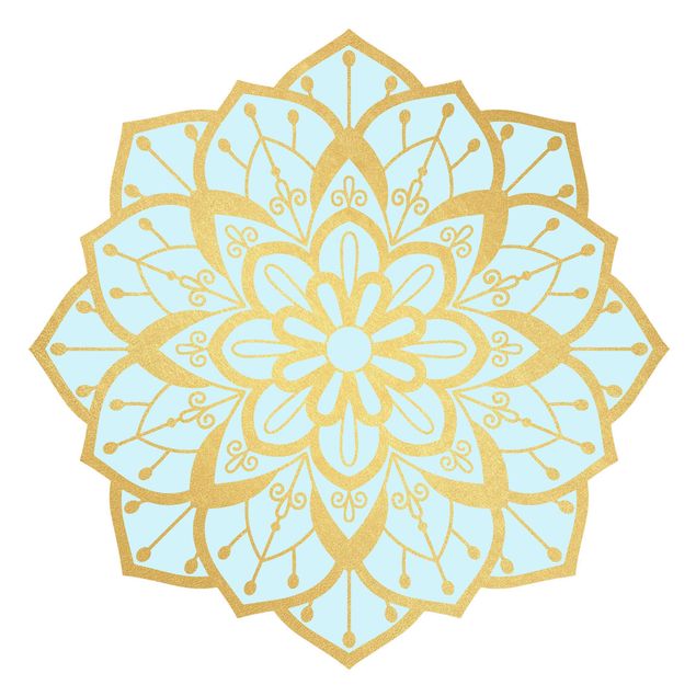 Wall stickers mandala Mandala Flower Pattern Gold Light Blue