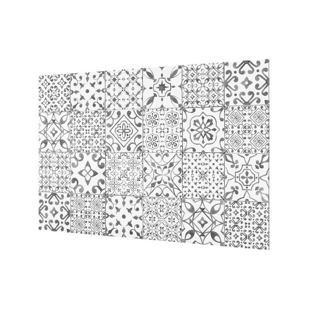 Glass Splashback - Pattern Tiles Gray White - Landscape 2:3