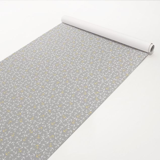 Adhesive films patterns Anchor White Yellow On Grey