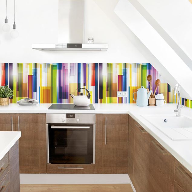 Kitchen splashback abstract Rainbow Cubes II