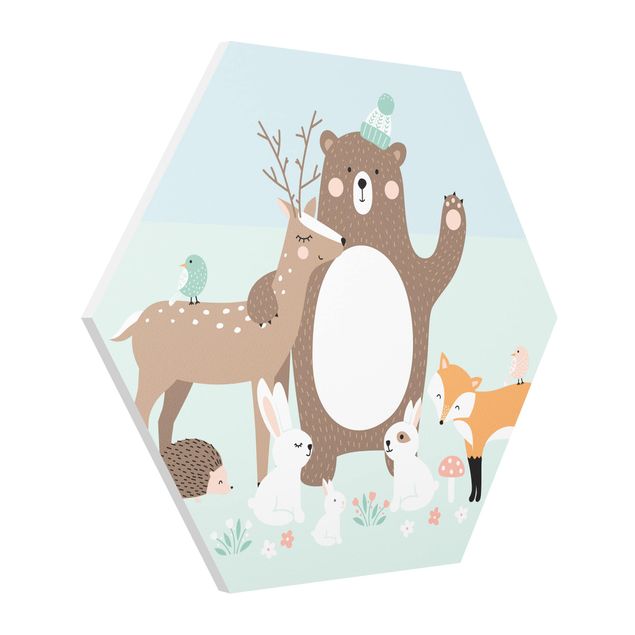 Animal canvas Forest Friends with forest animals blue
