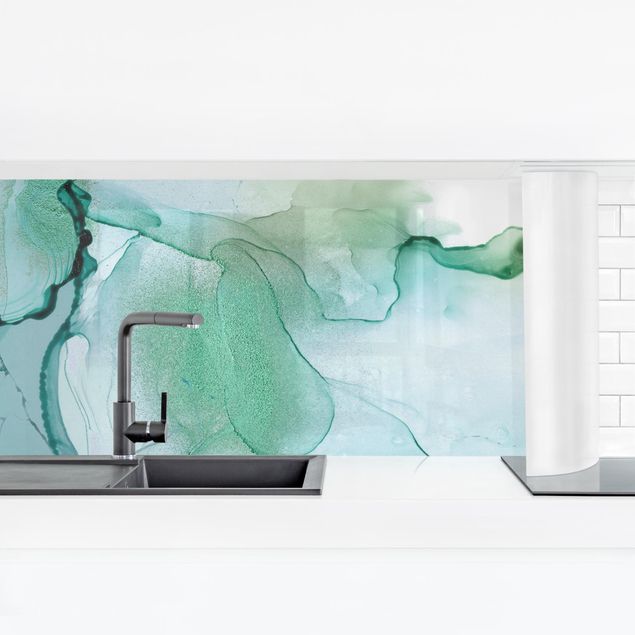 Kitchen splashback abstract Emerald-Coloured Storm II