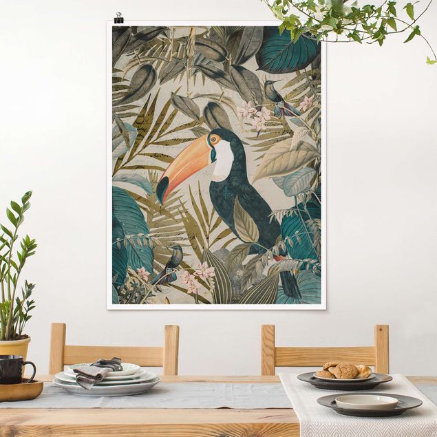 Kitchen Vintage Collage - Toucan In The Jungle