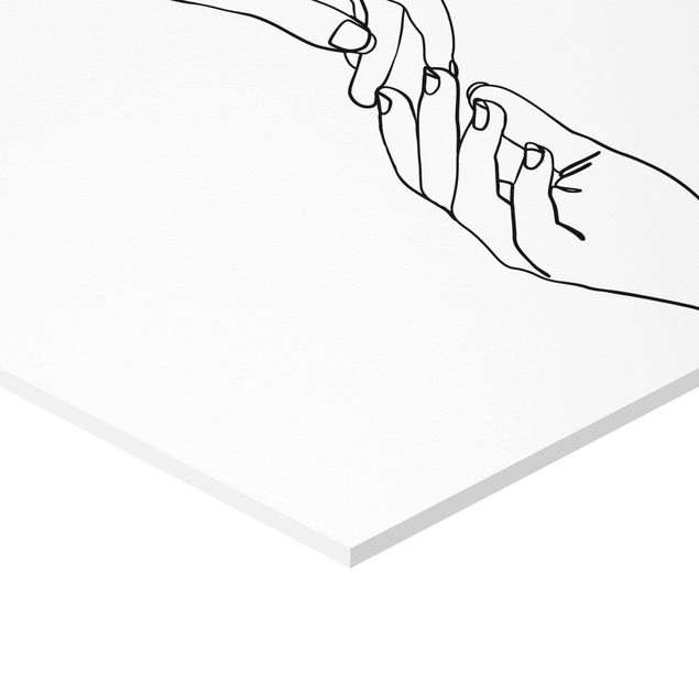 Prints Line Art Hands Touching Black And White
