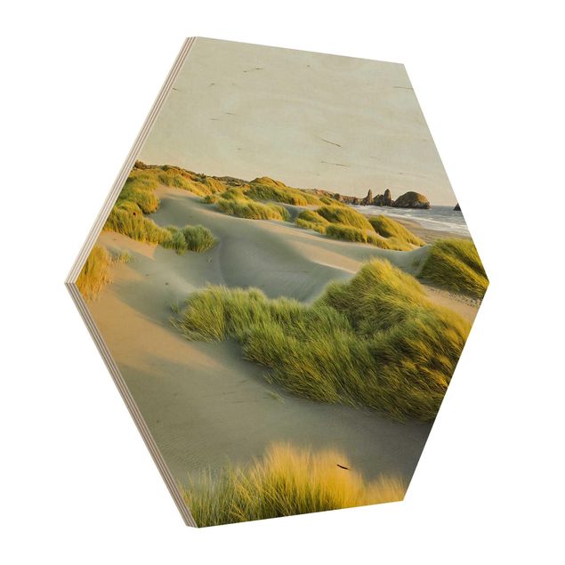 Wood prints beach Dunes And Grasses At The Sea