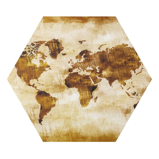 Prints brown No.CG75 Map Of The World