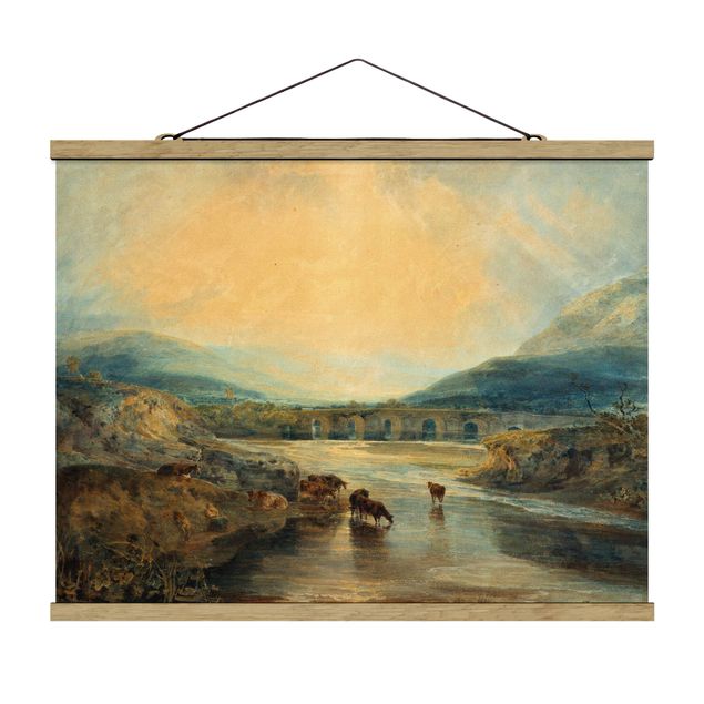 Art style romantic William Turner - Abergavenny Bridge, Monmouthshire: Clearing Up After A Showery Day