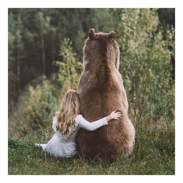 Bear art prints Girl With Brown Bear