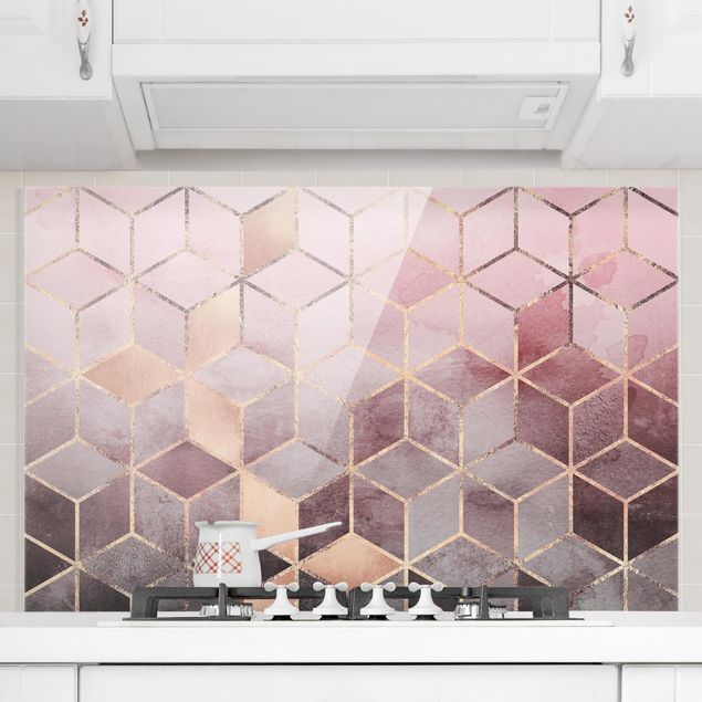 Kitchen Pink Gray Golden Geometry