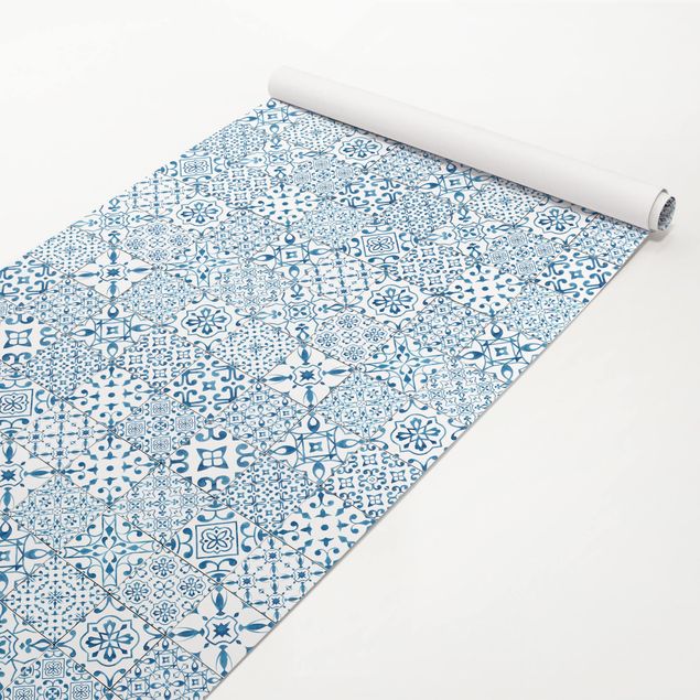 Adhesive films patterns Patterned Tiles Blue White
