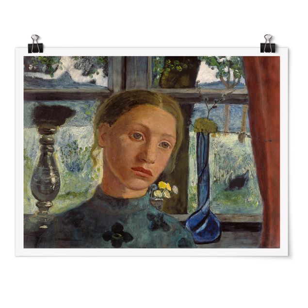 Art posters Paula Modersohn-Becker - Girl'S Head In Front Of A Window