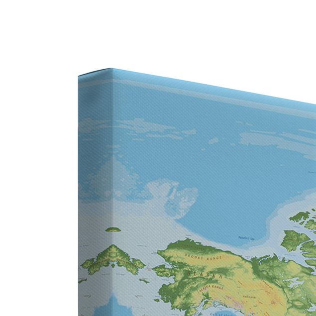Canvas prints Physical World Map
