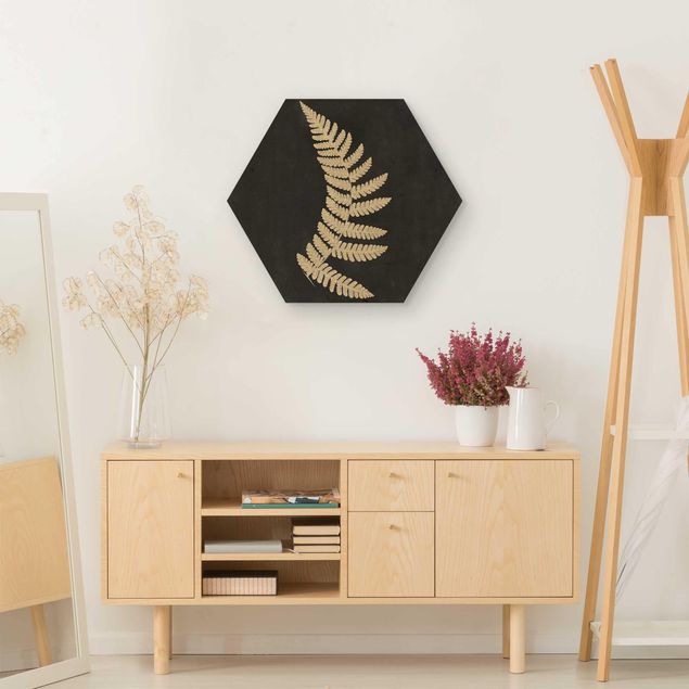 Wood prints flower Fern With Linen Structure IV