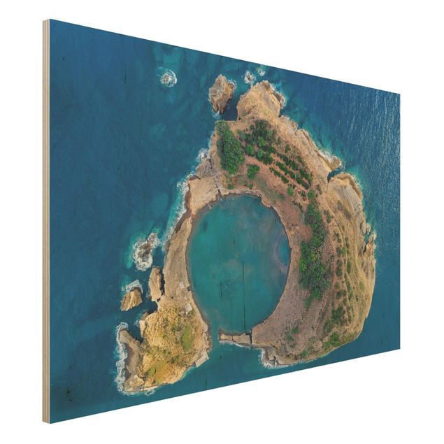 Wood prints landscape Aerial View - The Island Of Vila Franca Do Campo
