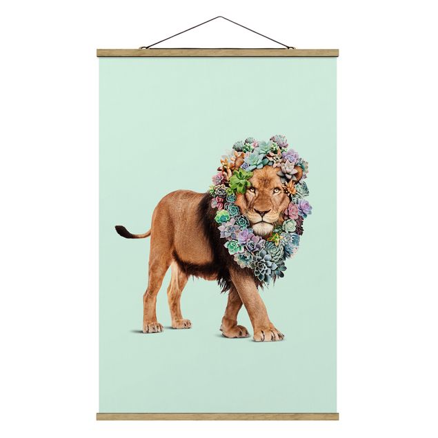 Canvas art Lion With Succulents
