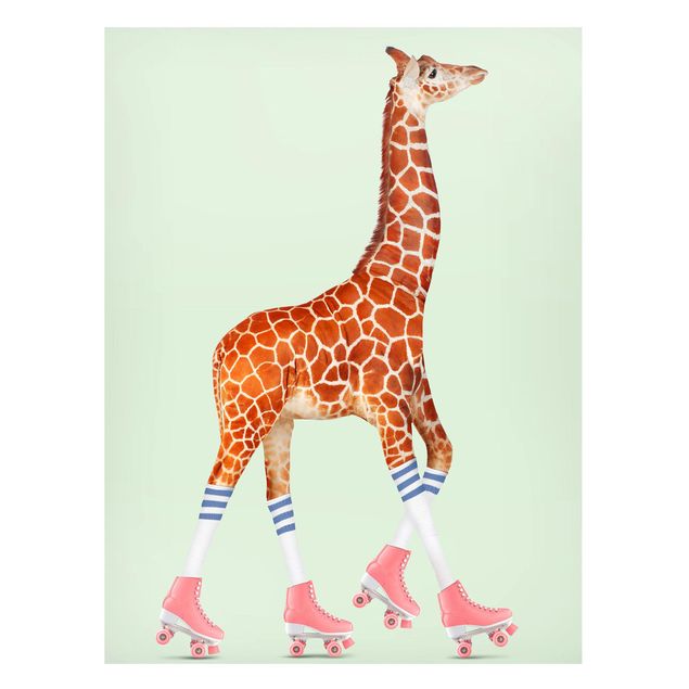 Nursery decoration Giraffe With Roller Skates