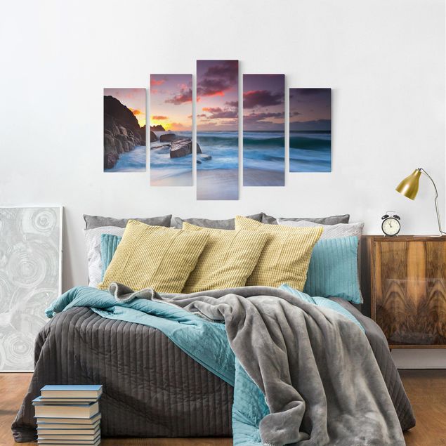 Sunset canvas wall art By The Sea In Cornwall