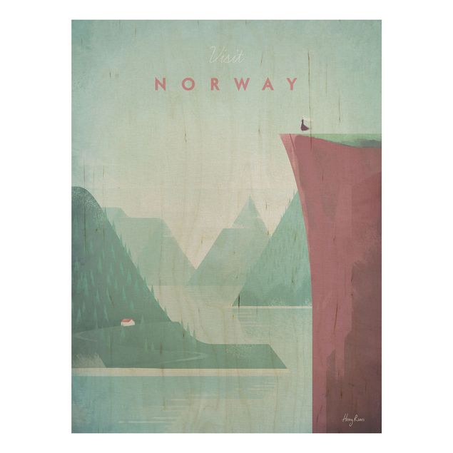 Wood prints landscape Travel Poster - Norway