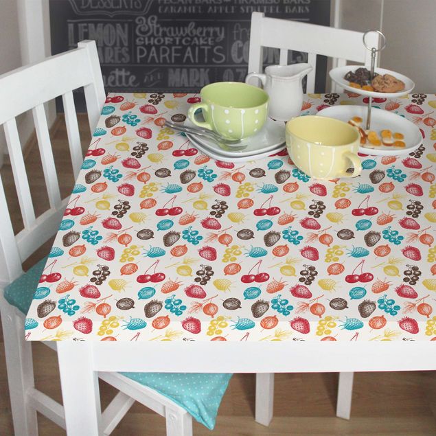 Adhesive films for furniture patterns Colourful Hand Drawn Kitchens Summer Fruit Pattern