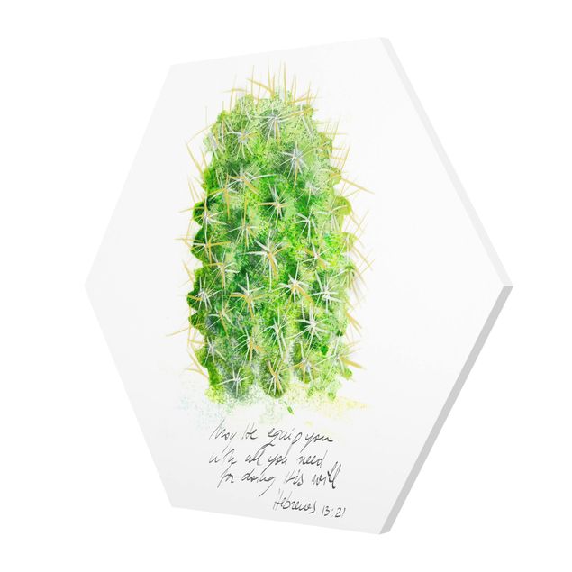 Green art prints Cactus With Bibel Verse I