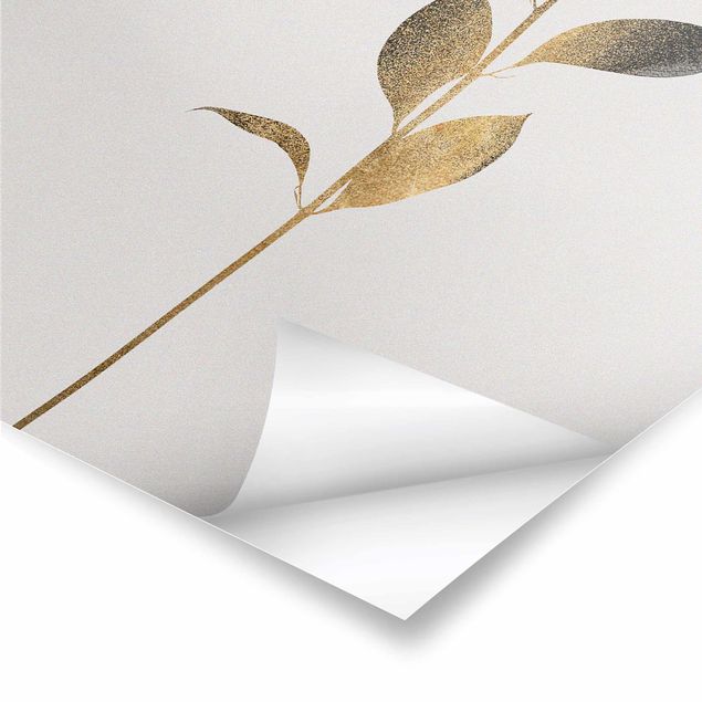 Prints Graphical Plant World - Gold And Grey