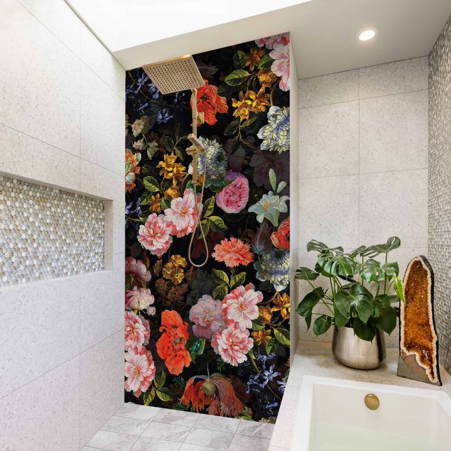 Shower panels Dark Flower Bouquet