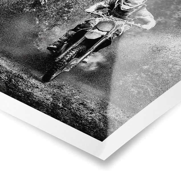 Black and white wall art Motocross In The Mud